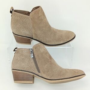 Michael by Michael Shannon Stone Taupe Suede Zip Ankle Boots Size 6